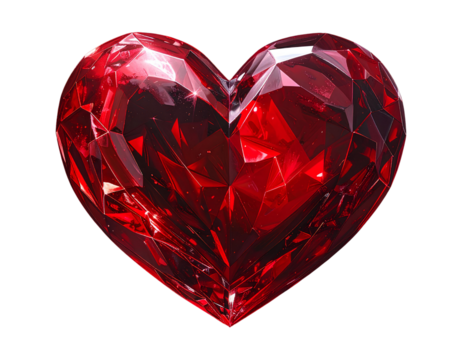 Firefly_Shiny red heart on black background symbol of love and affection_crystal on black bac