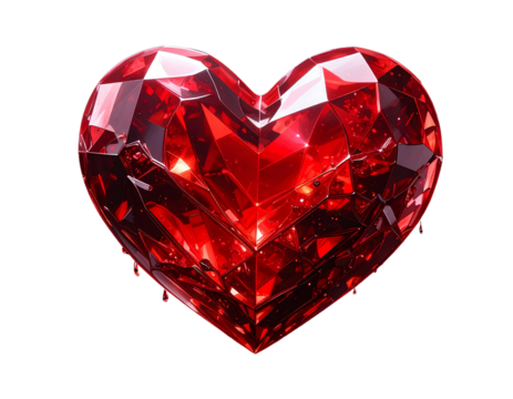 Firefly_Shiny red heart on black background symbol of love and affection_crystal on black bac
