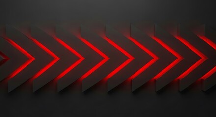 A repeating pattern of three-dimensional arrows, highlighted with vibrant red neon lighting, creates a dynamic and futuristic design.