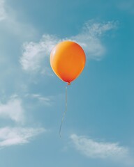 Obraz premium Orange Balloon in Blue Sky, Celebration Freedom Festival Decor Element
