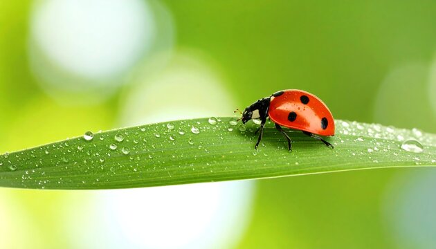 Ladybug on dewy leaf (1)