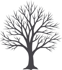 Obraz premium Silhouette of Bare Tree with Branches for Nature Illustration