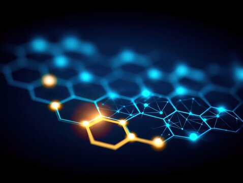 abstract blue background with hexagons