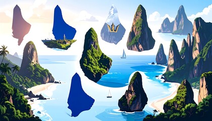 Tropical island rock formations