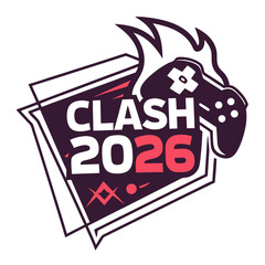 Clash 2026 logo design, gaming tournament emblem