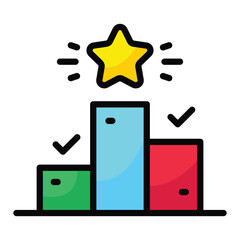 Podium with a star on top and checkmarks on the sides
