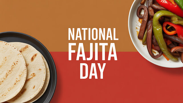 National Fajita Day celebration featuring grilled vegetables and tortillas on a colorful background