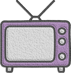 Colorful Embroidery Retro Television Illustration Patch