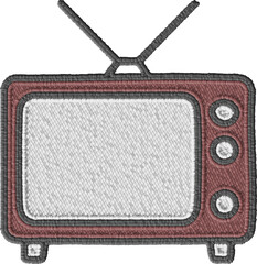 Colorful Embroidery Retro Television Illustration Patch