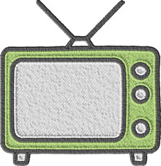 Colorful Embroidery Retro Television Illustration Patch