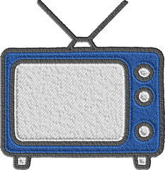 Colorful Embroidery Retro Television Illustration Patch