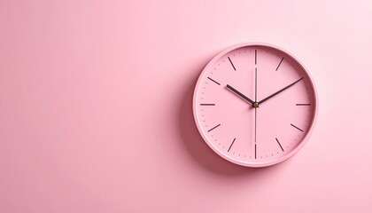Pink wall clock on a pink background (1)
