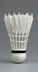 White badminton shuttlecock, angled view