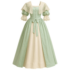 Fototapeta premium Elegant vintage dress in mint green with lace and bow details for formal occasions