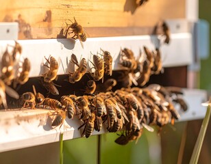 Busy bees in a beehive