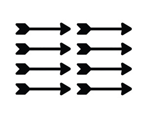 Eight black arrows pointing rightward arranged in two columns vector graphic design vector