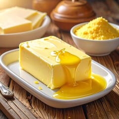 Butter dripping onto plate