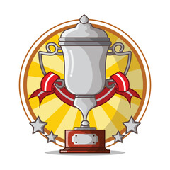 Silver Trophy Cup Award Cartoon Symbol of Success Vector Illustration