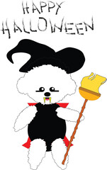 Happy halloween cute spooky puppy hand drawn illustration doodle vector