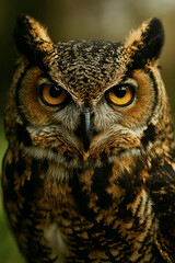 Close-up of an owl&rsquo;s face. the image was generated by ai
