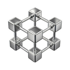 Blockchain icon 3D on transprent background PNG cubes connection