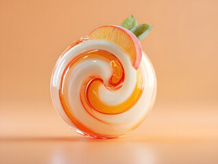 Dessert swirl bright background peach topping 