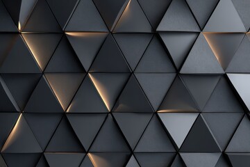 Polished semigloss wall with textured triangular tiles showcasing modern design in an indoor setting with subtle lighting effects