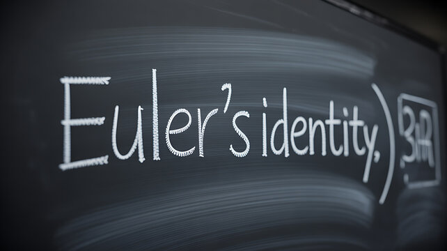 Euler's identity written on a chalkboard with mathematical notation