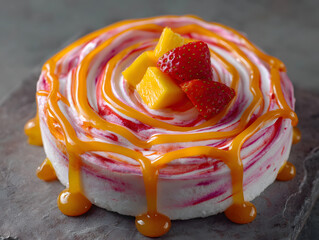 dessert swirl strawberry topping mango accent