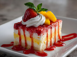 dessert swirl strawberry topping mango accent