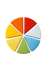 Fototapeta premium Colorful pie chart segments arranged in a circle isolated on a transparent background image