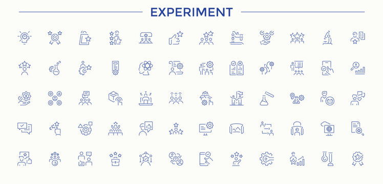 Experiment modern icon set. Sign and Symbol. Related to analysis, biology, science, lab, scientist, chemistry lab, experiment. Vector illustration. Biotechnology vector line icon set.