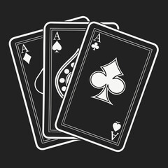 Vector illustration of four aces playing cards in black and white style perfect for poker casino and gambling design themes