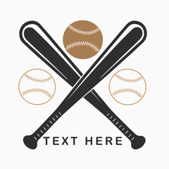 Softball monogram logo with crossed baseball bat, championship logo design, inspiration,  Softball, Template, Baseball Logo, Bold, Playful, Training Logo Design, Sport, silhouette, Vector design,