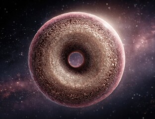 Doughnut-shaped celestial body in space