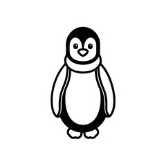 winter penguin icon isolated on white