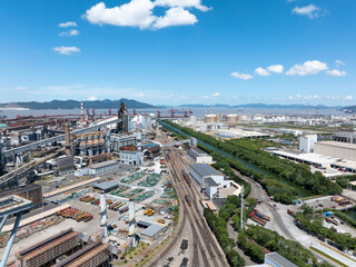 aerial view of a steel factory