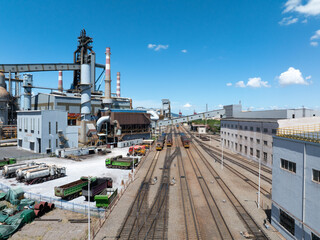 aerial view of a steel factory