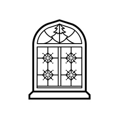 christmas window frost icon isolated on white