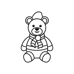 christmas teddy bear icon isolated on white