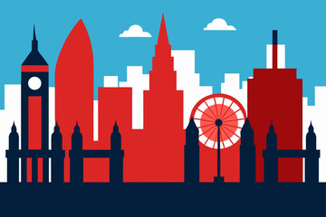 london skyline in red