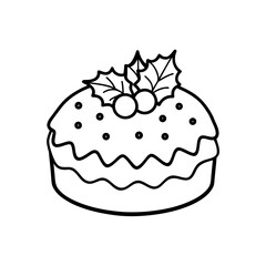 christmas fruitcake icon isolated on white