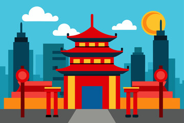 Obraz premium vector illustration of chinese lantern