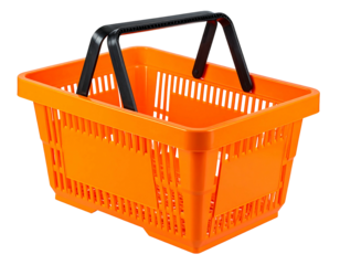 Orange plastic shopping basket with black handles (7)
