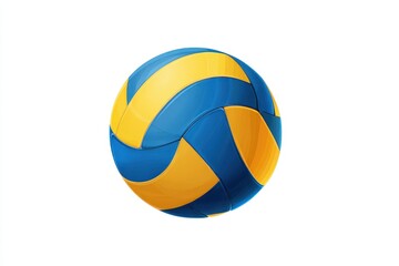 Realistic flat volleyball icon showcasing vibrant blue and yellow colors ideal for sports graphics and athletic themes