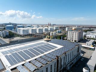 solar power station on rooftop of factory