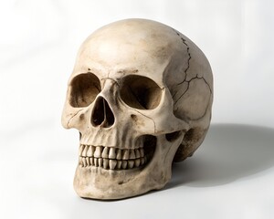 Obraz premium Human skull with cracked details isolated on white background