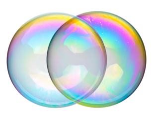 Two overlapping iridescent soap bubbles (1)