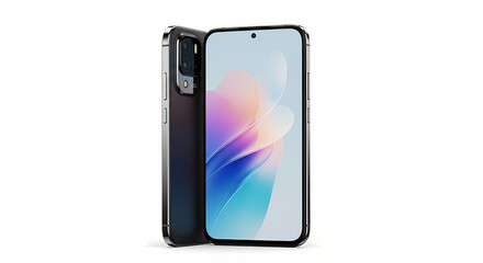A sleek, modern smartphone with a vibrant display and a multi-lens camera system, presented against a clean white background, showcasing its design and technology.