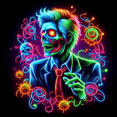 Fototapeta premium Realistic Zombie Neon in first shot